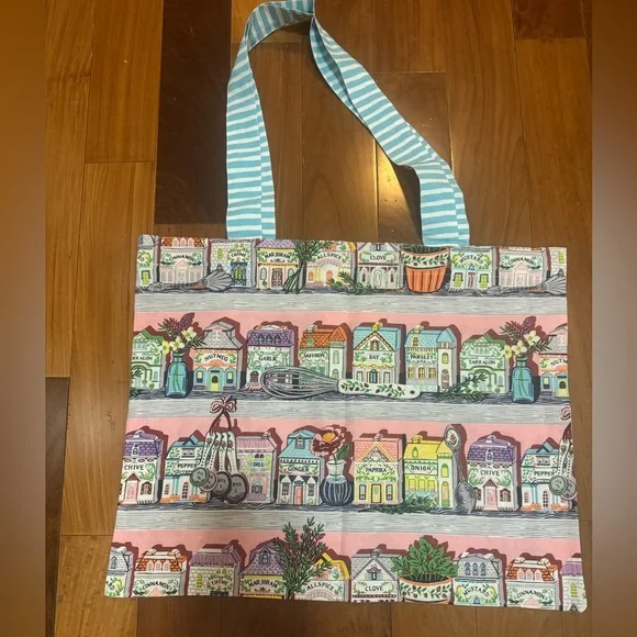Printfresh Spice Village Tote Bag with Pink and Blue Accents - Picture 8 of 9